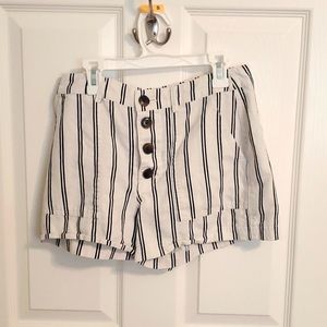 White & black striped shorts